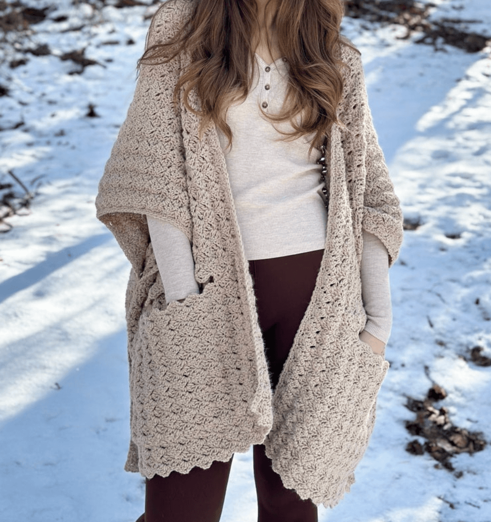 waves style Wrap crochet pattern